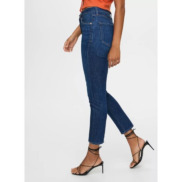 CITIZENS OF HUMANITY Liya Lowe Dark High Rise Slim Straight Jeans, Size 29 - Picture 2 of 14